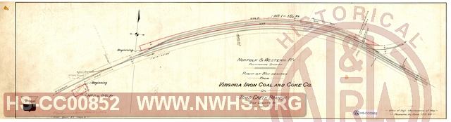 N&W Rwy, Right of Way Desired from Virginia Iron Coal and COke Co. on Toms Creek Branch, Wise County VA.