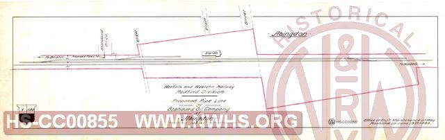 N&W Rwy, Radford Div., Proposed Pipe Line of Standard Oil Company at Abingdon