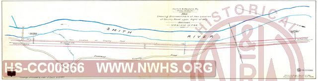 N&W Rwy, Winston-Salem Div. Map Showing Encroachment of New Location of County Road Upon Right of Way between MP 61 and MP 62.