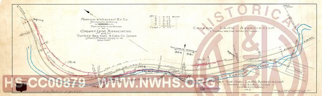 N&W Rwy, Map of Land to be Deeded by Crozer Land Association and Turkey Gap Coal & Coke Co. Lessee, McDowell County WV