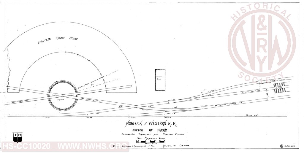 Sketch of Tracks Connecting Turntable and Coaling Station West Roanoke Yard, Norfolk & Western R.R.