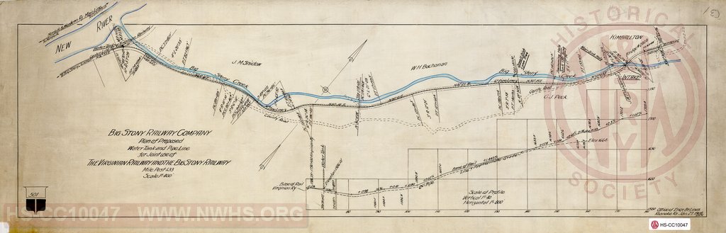Plan of Proposed Water Tank and Pipe Line for joint use of Virginian Railway and the Big Stony Railway