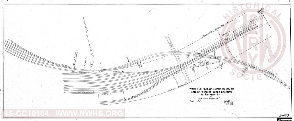 Winston-Salem South Bound Ry, plan of proposed grade crossing of Southern Ry at Winston-Salem, NC