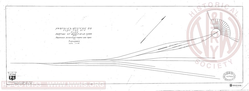 Plan of portion of Bluefield Yard and proposed extension of wreck car track to turntable.