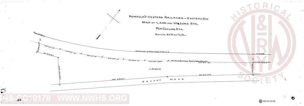 N&W - Eastern Div - Map of land near Wilsons Sta. for Coaling Sta.