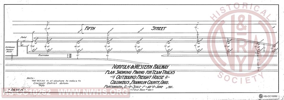 Plan showing paving for Team Tracks Outbound Freight House, Columbus, Franklin County, OH