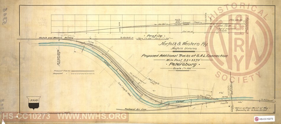 Proposed additional tracks at S.A.L. Connection, MP 83+3373' at Petersburg, VA