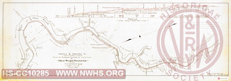 Plan of Proposed Change of Location by New River Power Co, North Carolina Extension, Norfolk & Western Ry