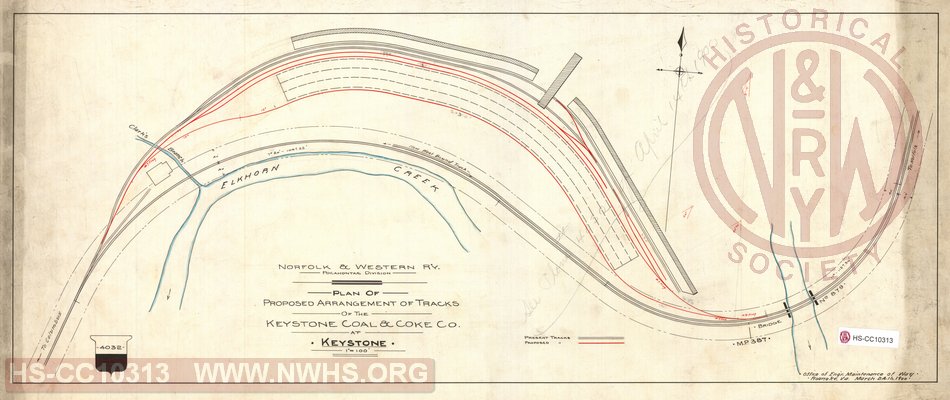 N&W RY Pocahontas Division, Plan of proposed arrangement of tracks of the Keystone Coal & Coke Co at Keystone