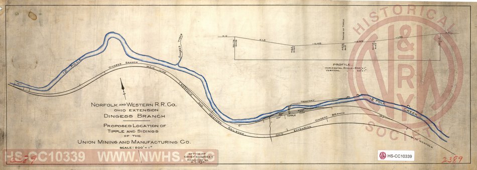 N&WRR Ohio Extension Dingess Branch, Proposed Location of Tipple  and Sidings of the Union Mining and Manufacturing Co.