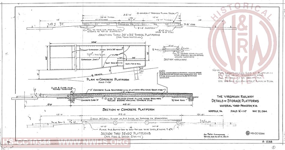 The Virginian Railway, Details of Storage Platforms, Material Yard, Princeton, W.VA.