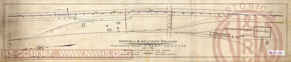 N&WRY Plan showing tracks of N&WRY and S.V.T Co. at Reeses, Franklin Co. Oh