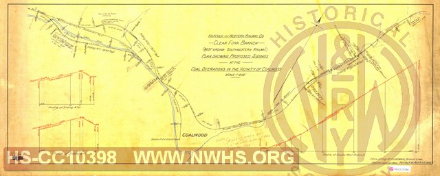 N&W Ry Co., Clear Fork Branch, (West Virginia Southwestern Railway) Plan Showing Proposed sidings at the Coal Operations in the Vicinity of Coalwood