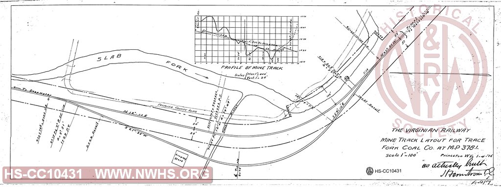 The Virginian Railway Mine Track layout for Trace Fork Coal Co at MP 378.1