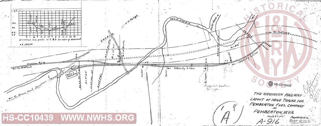 The Virginian Railway, Layout of mine tracks for Pemberton Fuel Company at Pemberton, W.VA