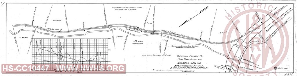 Virginian Railway Co Mine Track Layout for American Coal Co. E. of Clark's Gap, W.VA MP 360.2