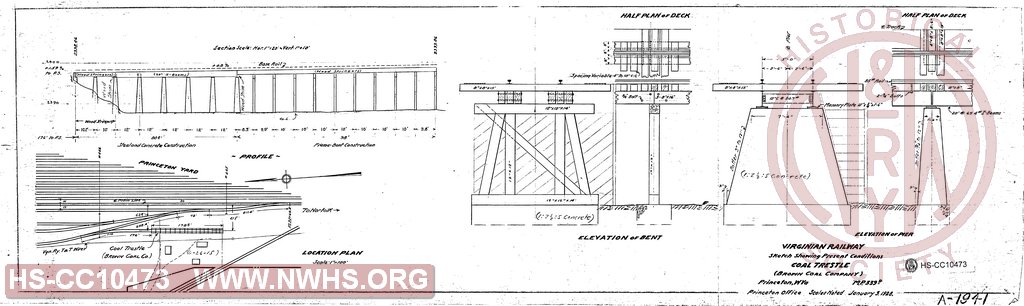 Virginian Railway, Sketch showing present conditions Coal Trestle (Brown Coal Company), Princeton, W.VA M.P. 339.9