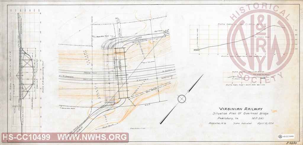 Virginian Railway, Situation Plan of overhead bridge Pearisburg, VA M.P. 314.1