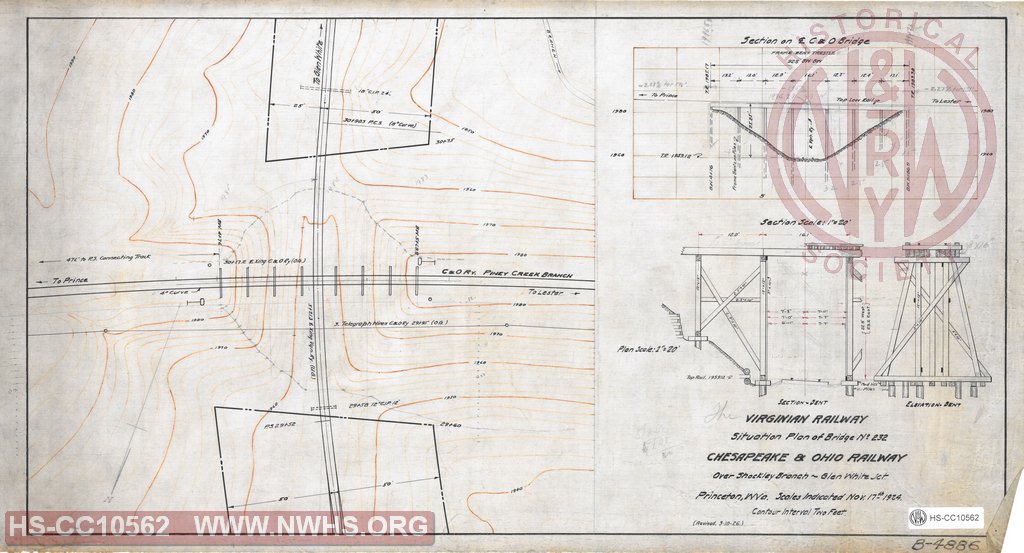 Situation Plan of Bridge No. 232, Chesapeake & Ohio Railway over Shockley Branch - Glen White Jct.