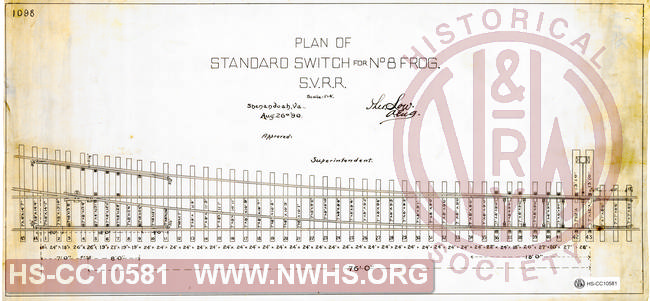 Plan of Standard Switch for No. 8 Frog, SVRR