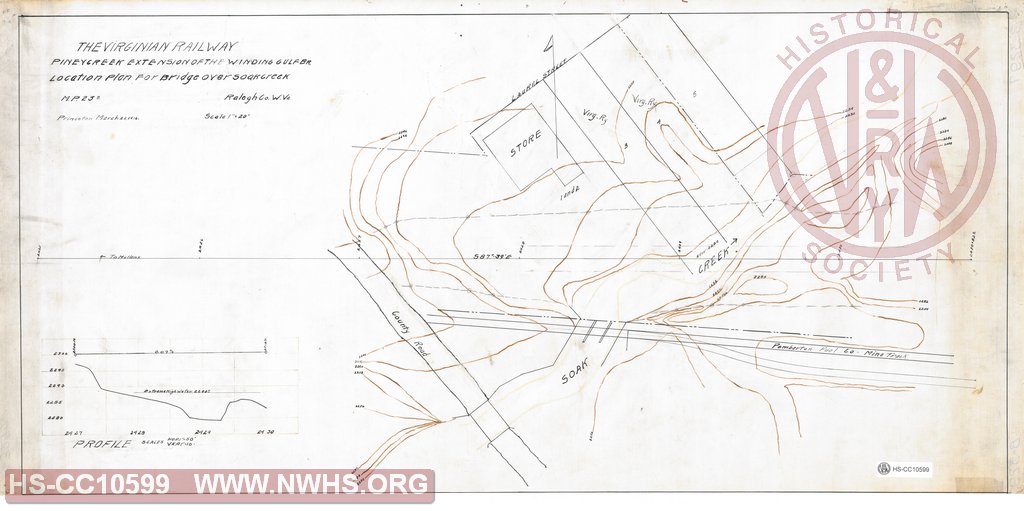 Location Plan for Bridge over Soak Creek, MP 23.8 Piney Creek Extension of the Winding Gulf Br.