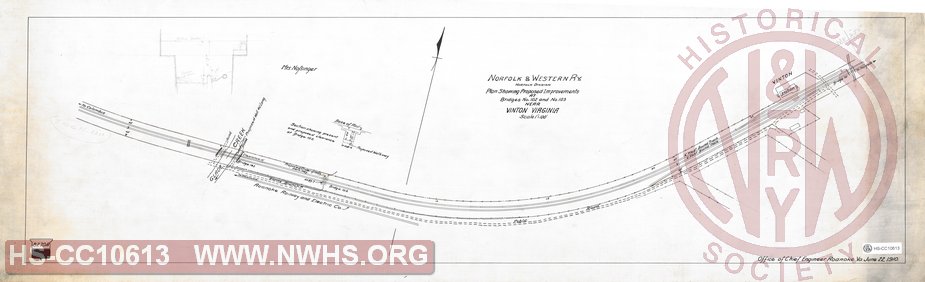 Plan showing Proposed Improvements at Bridges No 102 and 103 near Vinton, VA