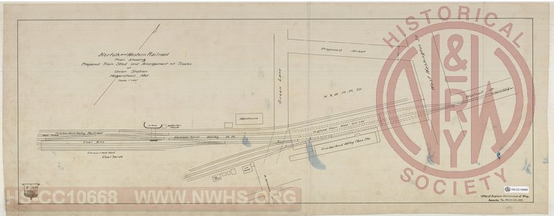 Plan showing Proposed Train Shed and Arrangement of Tracks at Union Station, Hagerstown MD