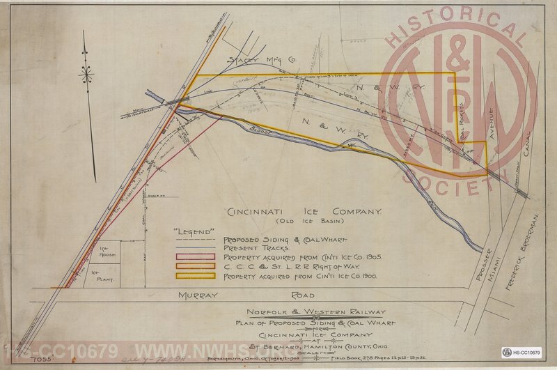 Plan of proposed siding and coal wharf for Cincinnati Ice Company at St. Bernard, Hamilton County OH