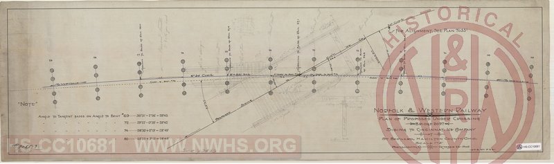 Plan of proposed undercrossing, bridge 2097, siding to Cincinnati Ice Company at St. Bernard, Hamilton County OH