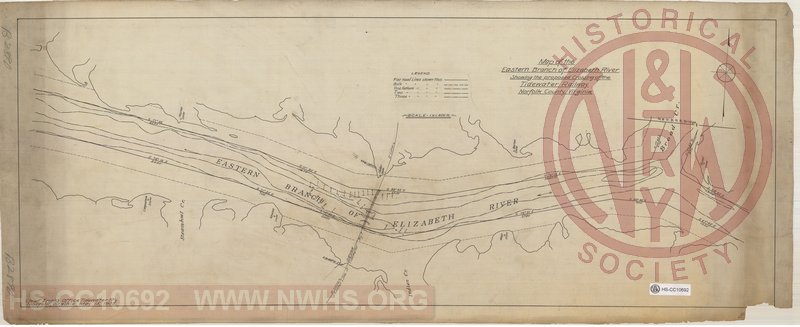 Map of the Eastern Branch of the Elizabeth River, Showing the proposed crossing of the Tidewater Railway, Norfolk County, Virginia