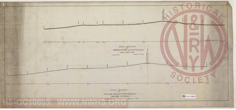 Cross Section of Millwood and Berryville Turnpike Mile post 46 / Cross Section of County road at Old Chapel Mile post 43+3245