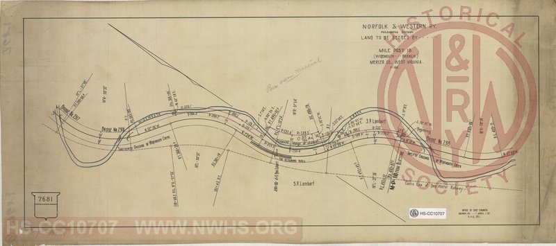 N&W Ry, Pocahontas Division, Land to be deeded by.... Mile Post 18 (Widemouth Branch)