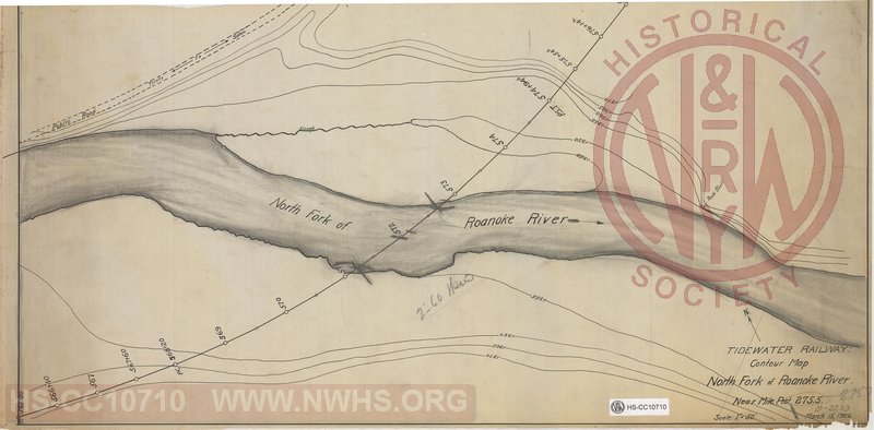Tidewater Railway: Contour Map North Fork of Roanoke River near Mile Post 275.5