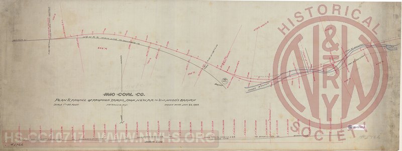 IMO Coal Co., Plan & Profile of proposed tracks frm N&W R.R. to & up Modd's Branch