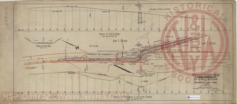 N&W Ry, Plan of proposed undercrossing of Portsmouth & Chillicothe Turnpike at MP 620 near Clifford, Scioto County, Ohio