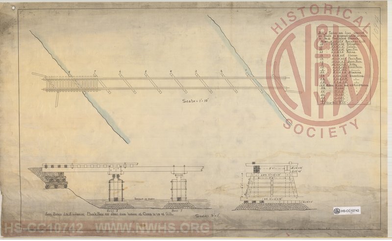 Drawing and bill of materials for trestle on proposed siding to washer No. 4 on Reed Island Branch