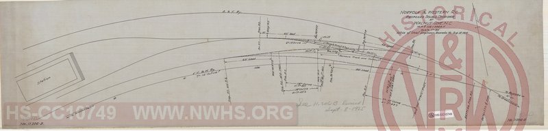 N&W Ry, Proposed double crossover at Walnut Cove, N.C., MP R108+3964