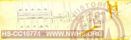 W.S. Div. N.&W. R.R. Unnumbered Sheet. Forsyth Co. NC. Covers additional right of way between Fifth St and Roanoke Street in Winston-Salem.