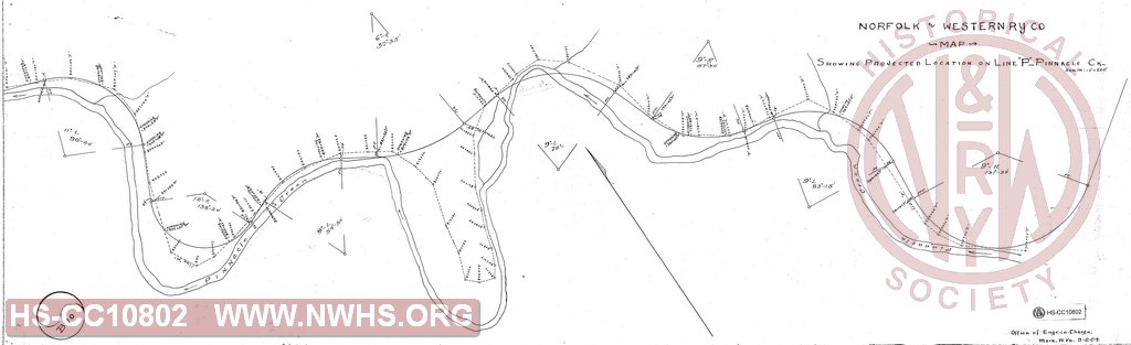 Map showing Projected Location of Line "P" - Pinnacle Creek.