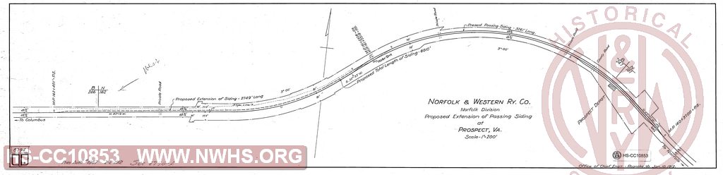 Proposed Extension of Passing Siding at Prospect VA.