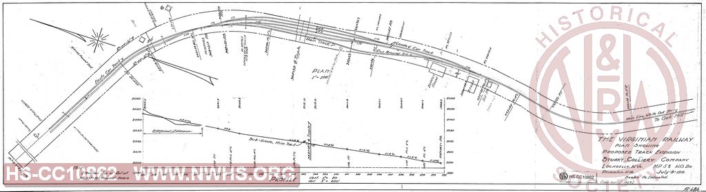 Plan Showing Proposed Track Extension, Stuart Colliery Company, Lochgelly WV, White Oak Branch MP 5.8
