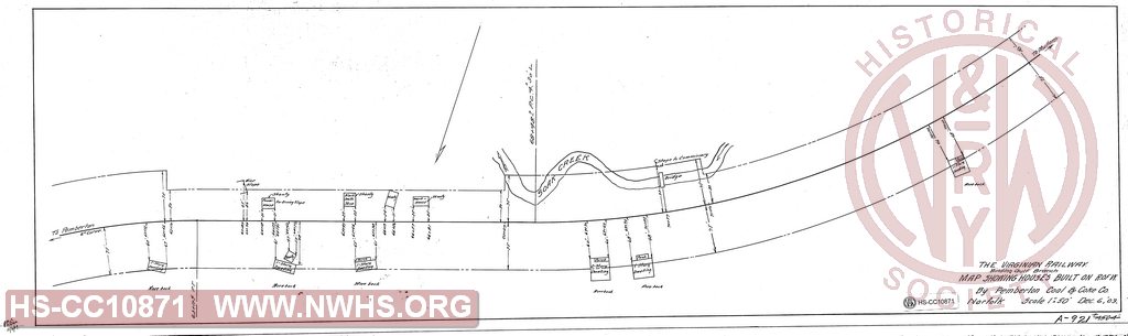 Map showing Houses Built on Right of Way by Pemberton Coal & Coke Co.