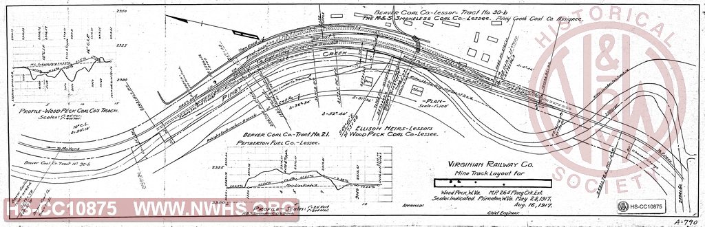 Mine Track Layout for [BLANK], Wood peck WV, MP 26.5 Piney Creek Extension