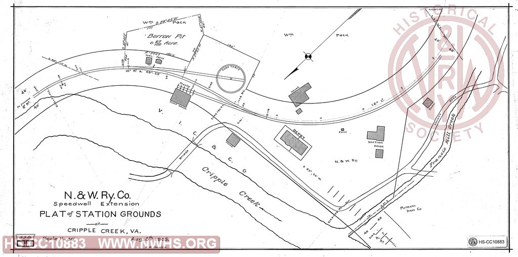 Plat of Station Grounds at Cripple Creek VA, N&W Rwy Speedwell Extension