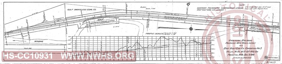 Proposed Mine Track Layout for East Gulf Coal Co. Operation No. 5, Helen WV MP 10.9 Winding Gulf Branch