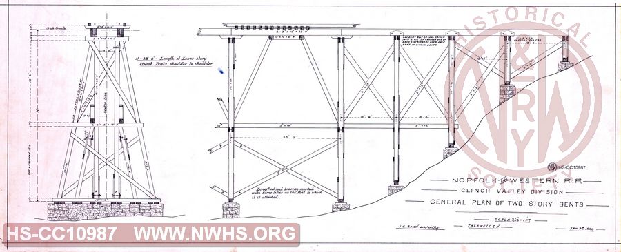 N&W RR, Clinch Valley Division, General Plan of Two Story Bents