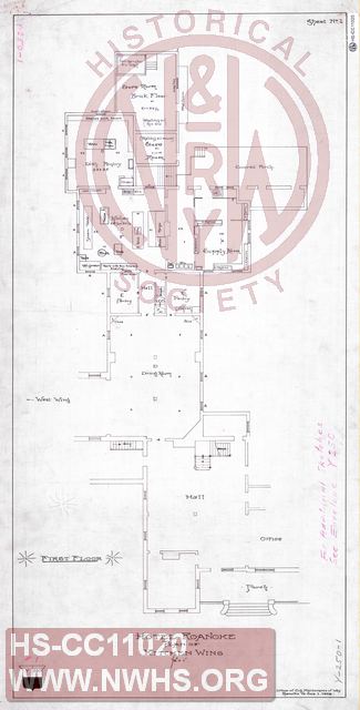 Hotel Roanoke, Plan of Kitchen Wing, First Floor
