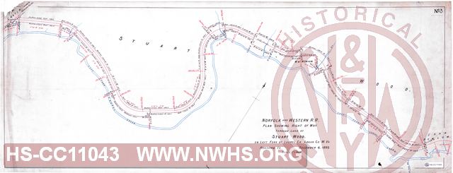 N&W RR, Plan Showing Right of Way through land of Stuart Wood on Left Fork of Laurel Creek,.Logan County WV