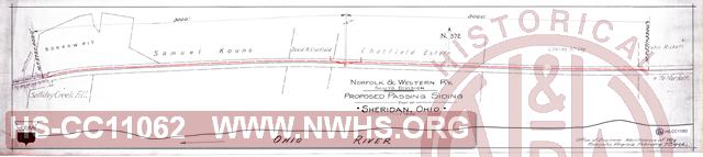N&W Rwy Scioto Div., Proposed Passing Siding East of Sheridan OH