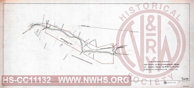 VGN Rwy, Map Showing the Raleigh & Southwestern Railway as graded through the Milton Curtis tract on Winding Gulf, Raleigh County WV